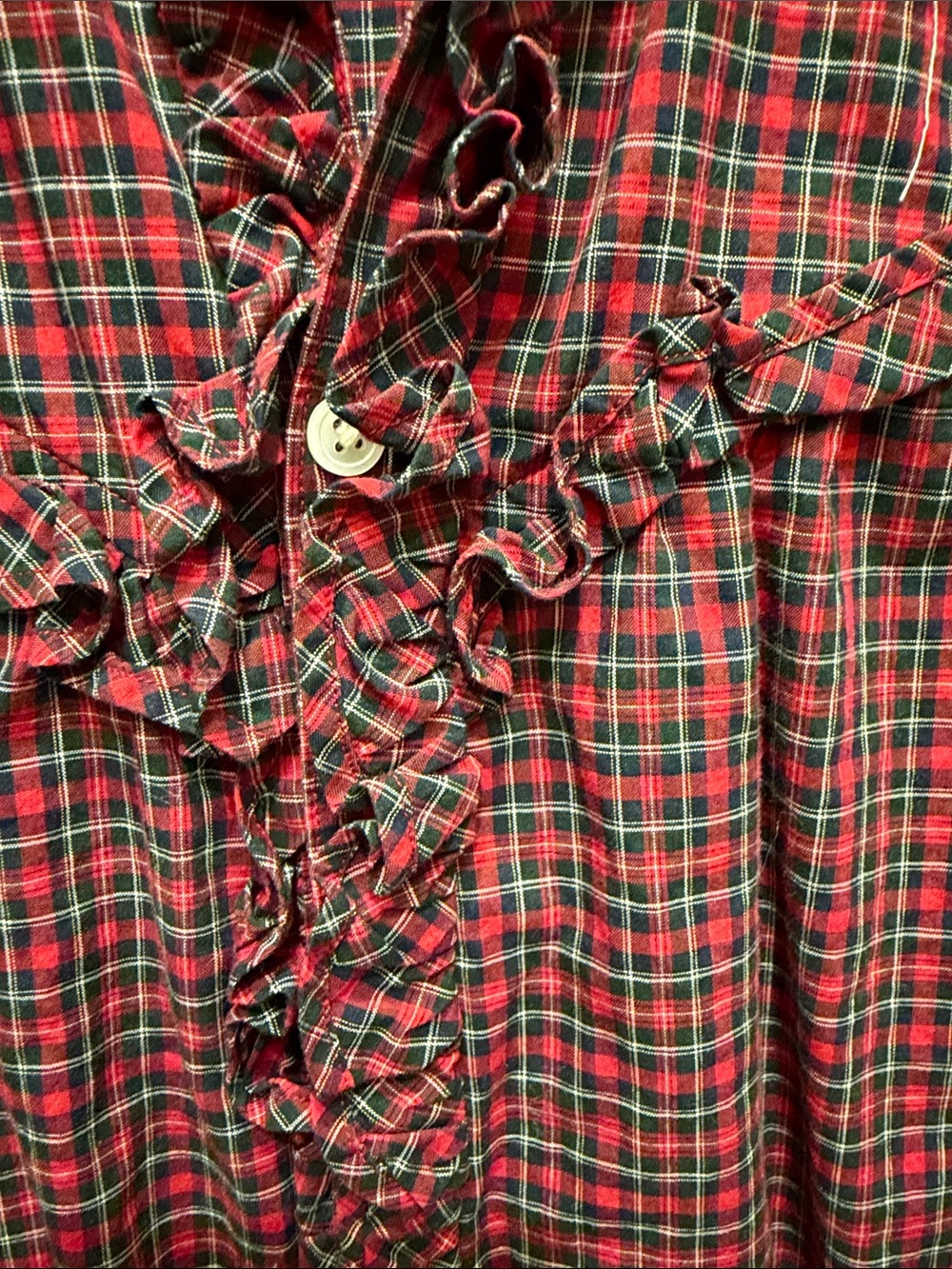 Polo by Ralph Lauren Red and Green Plaid Ruffle-Trim Button-Down Shirt - Picture 4 of 9